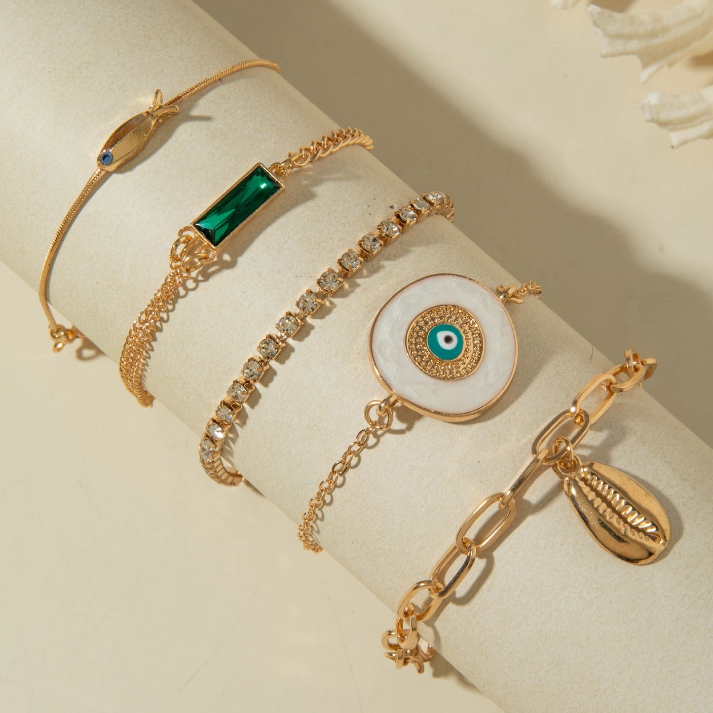 Bohemian Evil Eye Bracelets Set With Rhinestones