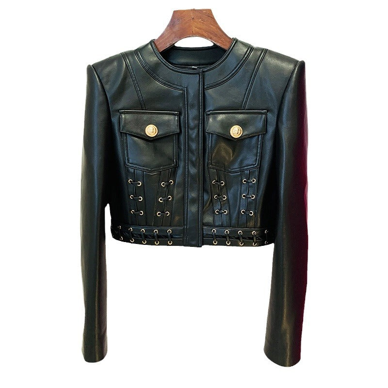 PU Leather Fitted Short Jacket