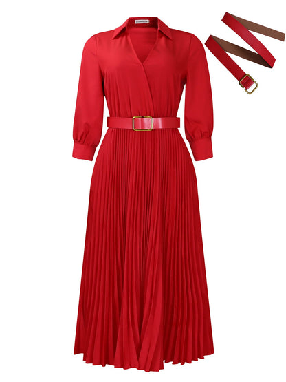 Elegant Solid Color Maxi Dress With Belt