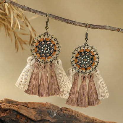 Bohemian Handmade Woven Tassel Earrings Trendy Versatile Jewelry