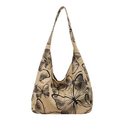 Trendy Butterfly Print Shoulder Bag Casual Beach Tote