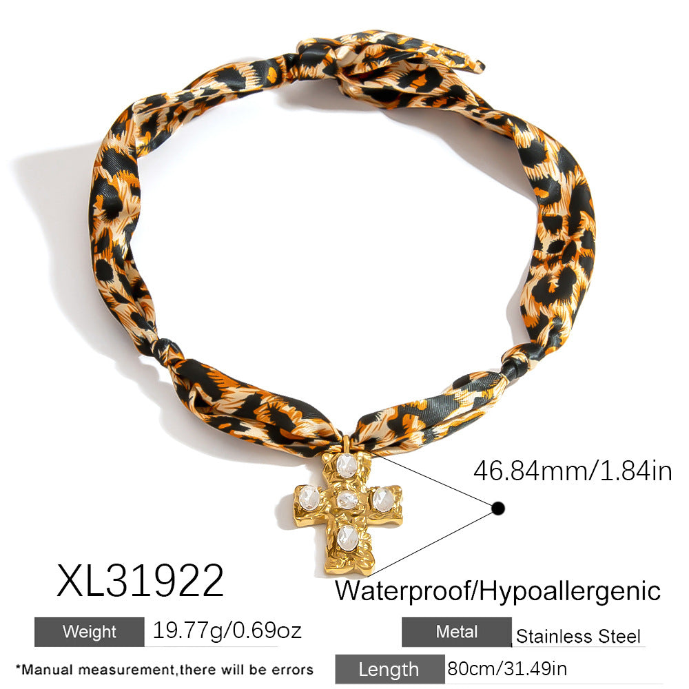 Stainless Steel Scarf Necklace with Fruit and Animal Pendants