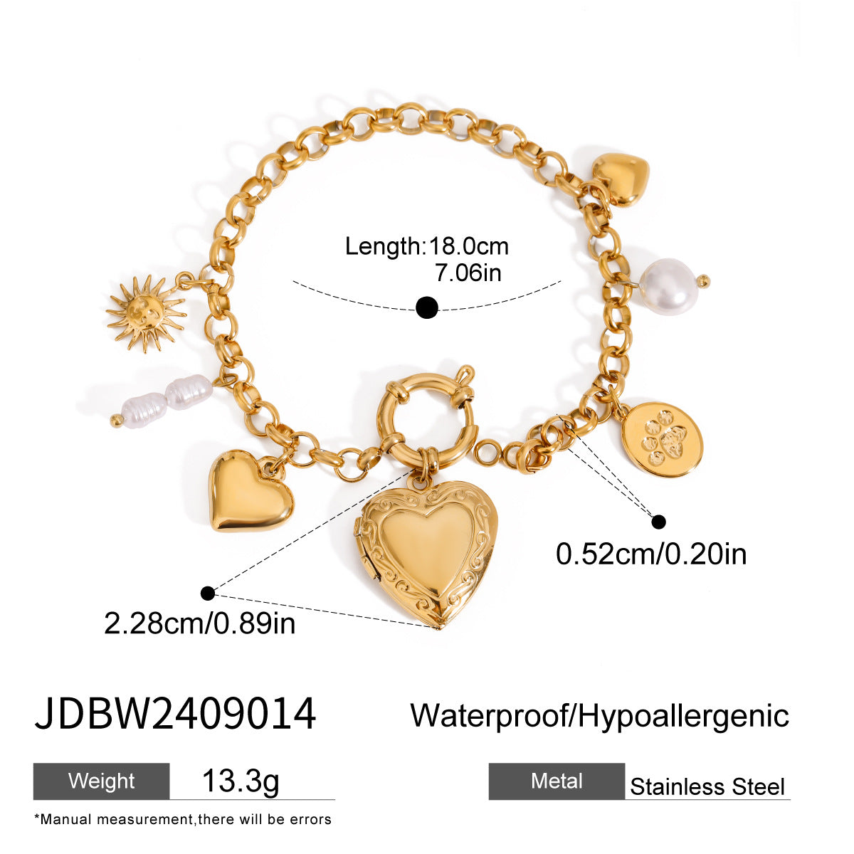 Minimalist Heart Pendants Tassel Chain Bracelet