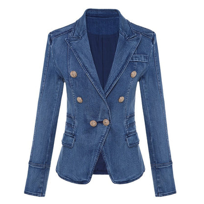 Double-Breasted Denim Blazer