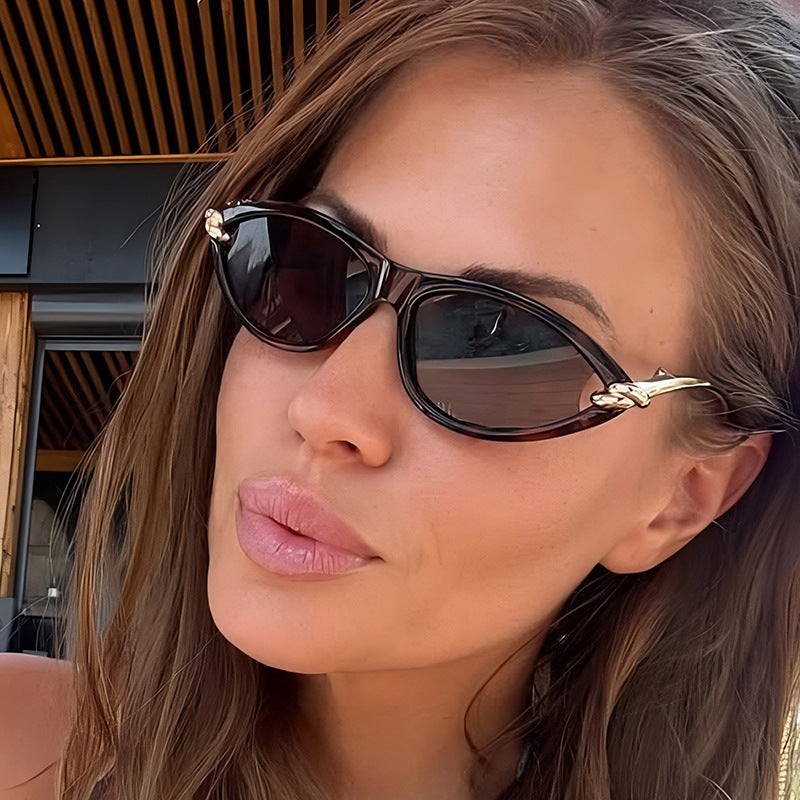Cat Eye UV400 Sunglasses with Metal Chain Legs