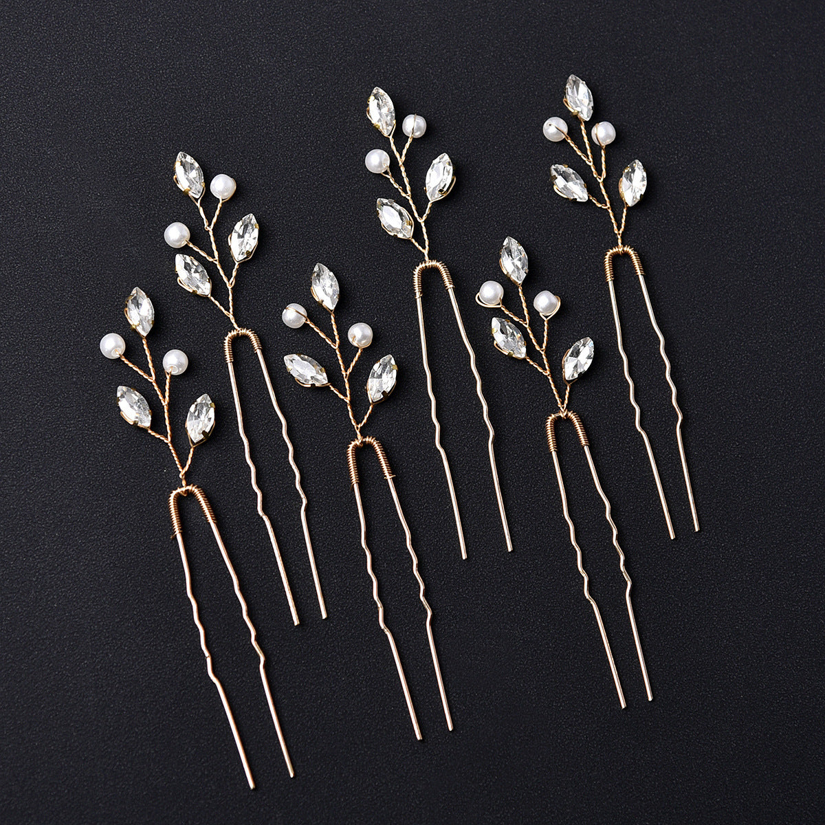 Emerald U-Shaped Hair Pins Set of 6 - Elegant Hair Accessories