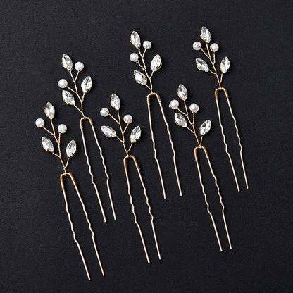 Emerald U-Shaped Hair Pins Set of 6 - Elegant Hair Accessories