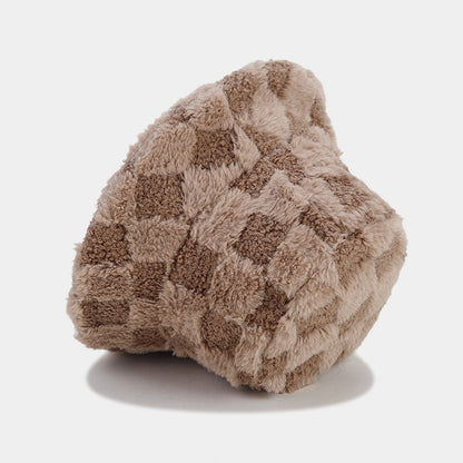 Winter Fuzzy Trendy Plaid Thick Warm Bucket Hat