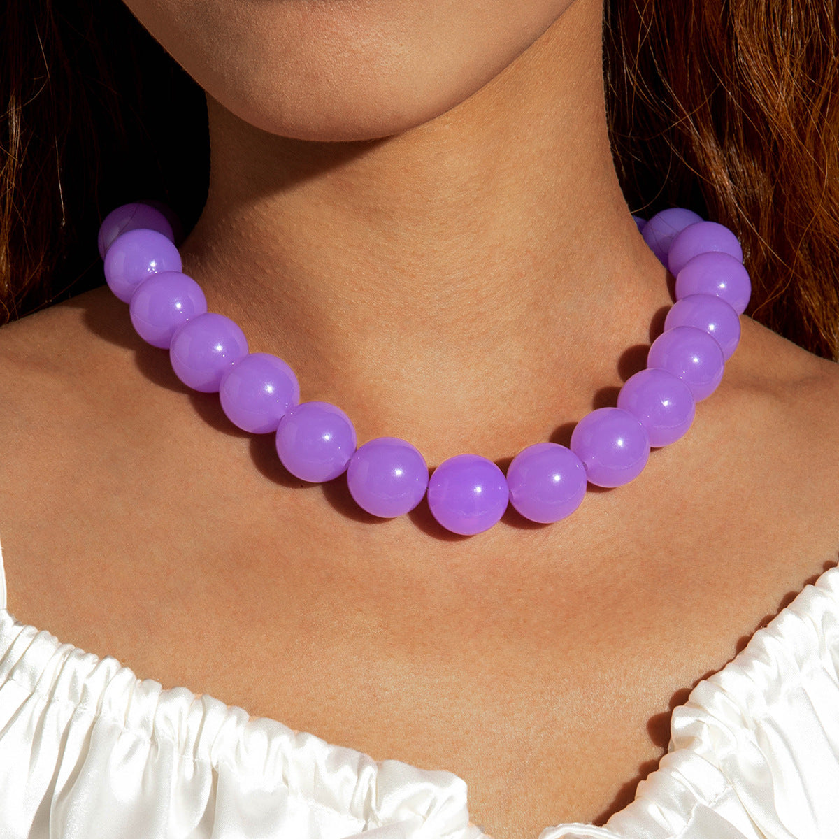 Dopamine Colorful Acrylic Beaded Necklace Trendy Sweet Style