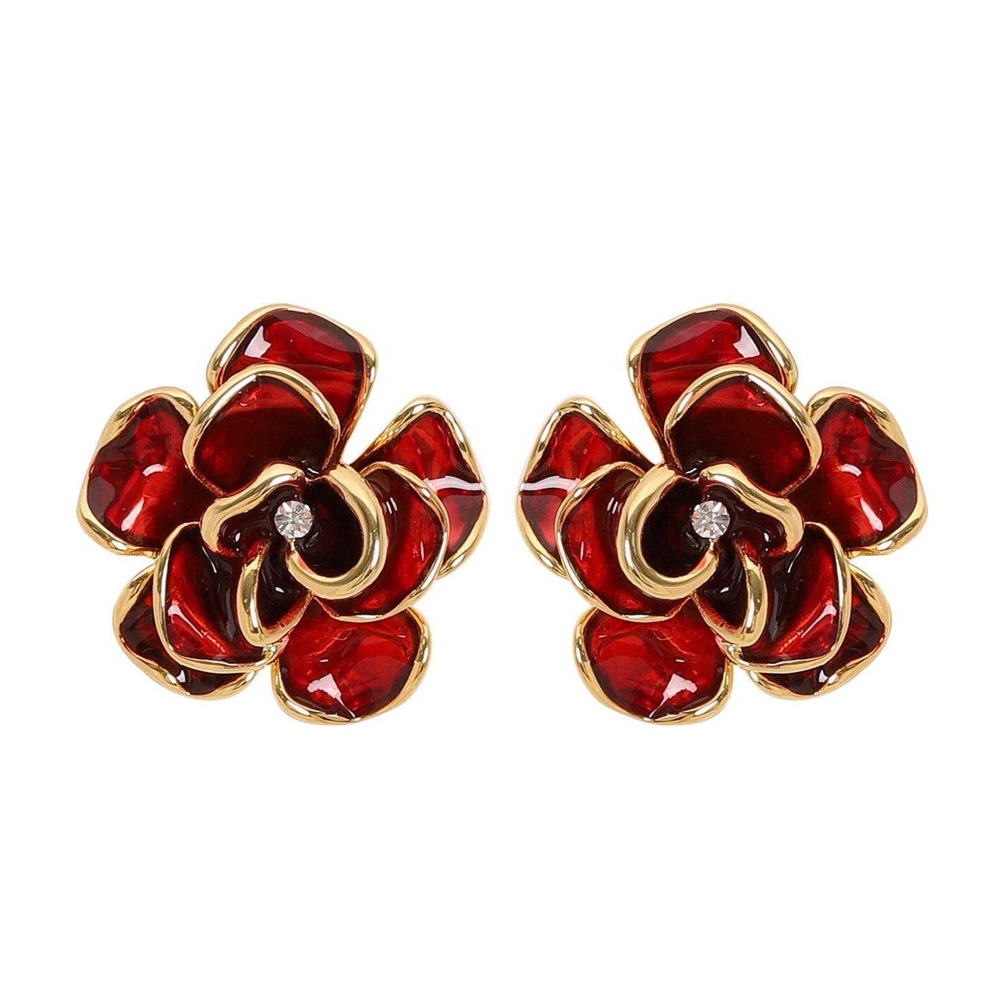 French Elegant Floral Oil-Drip Earrings For Women