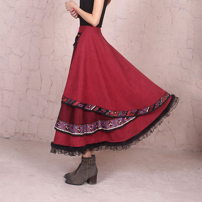 Retro National Style Half Skirt Big Swing Skirt Dance Square Dance Costume Dance