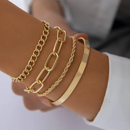 Vintage Geometric Twist Alloy Bracelet For Women