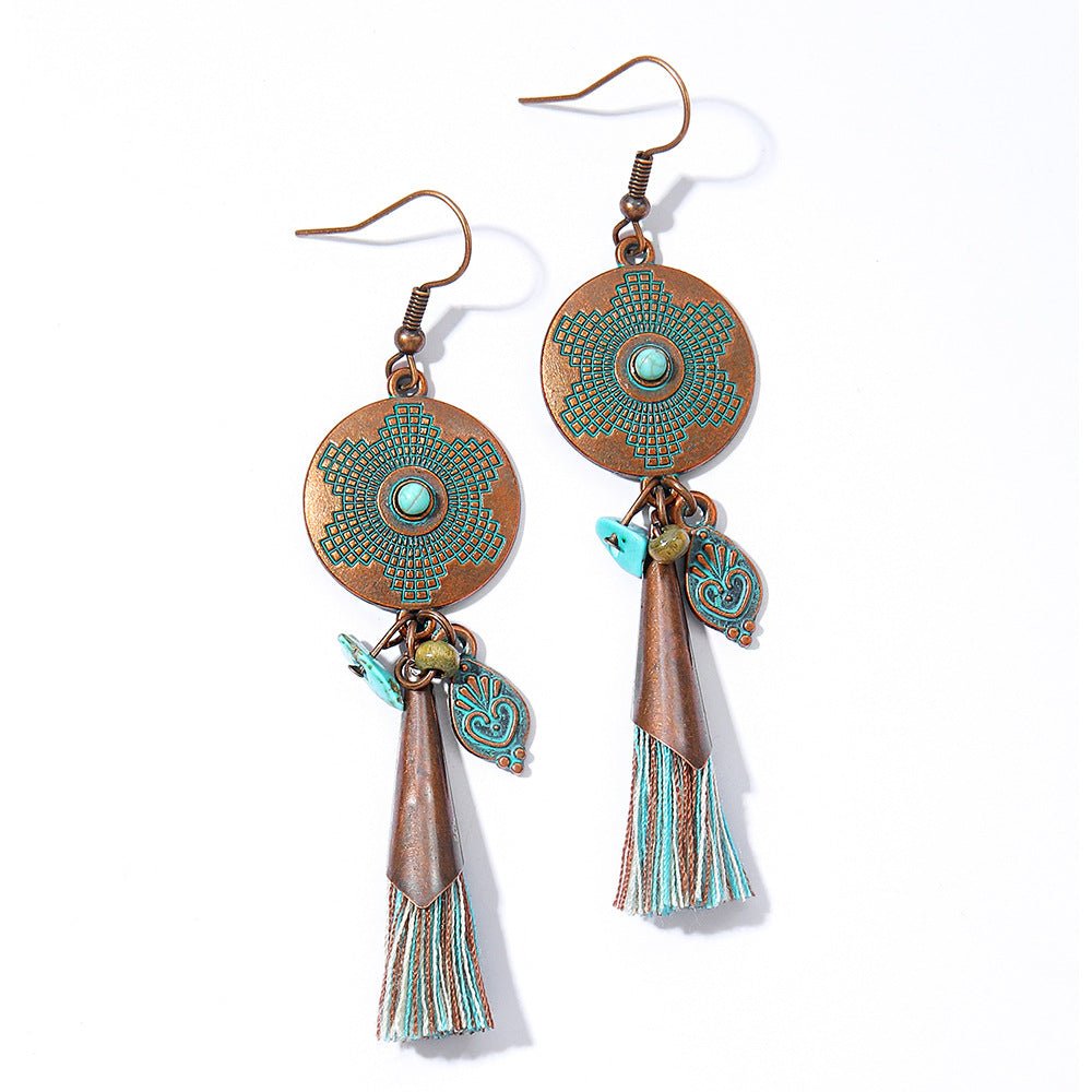 Bohemian Retro Tassel Earrings Vintage Style Travel Accessories
