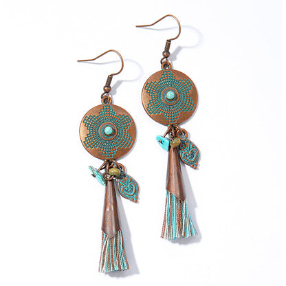 Bohemian Retro Tassel Earrings Vintage Style Travel Accessories