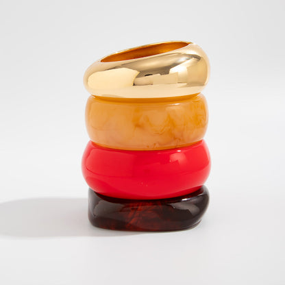Fashionable Gradient Acrylic Wide Bracelet Geometric Resin Jewelry