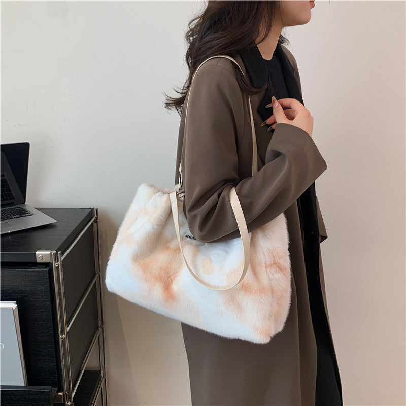 Stylish Leopard Print Plush Tote Bag for Women