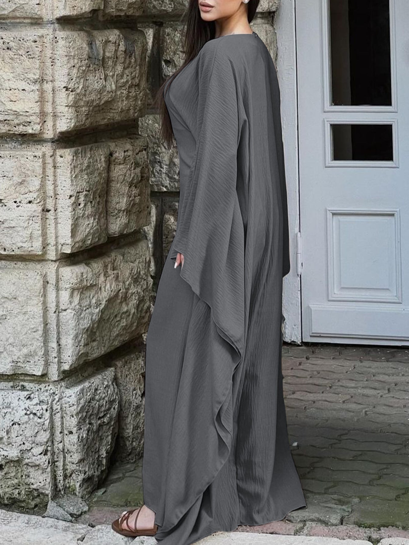 Elegant Solid Color Long Sleeve Dress for Women