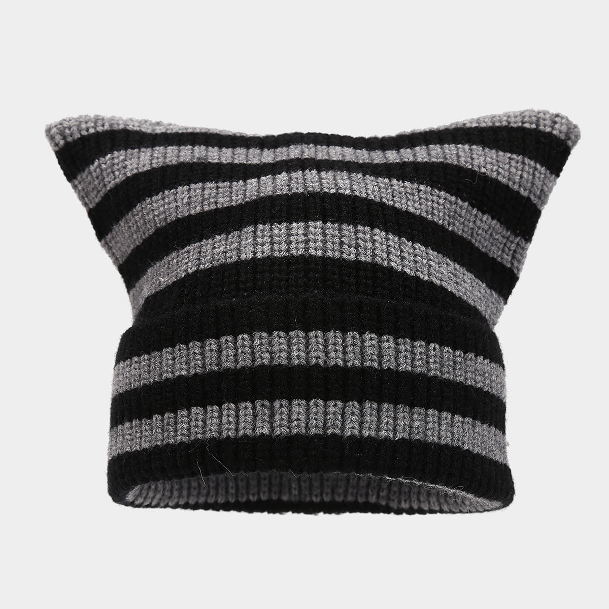 Winter Beanie Striped Color Contrast Warm Knit Hat