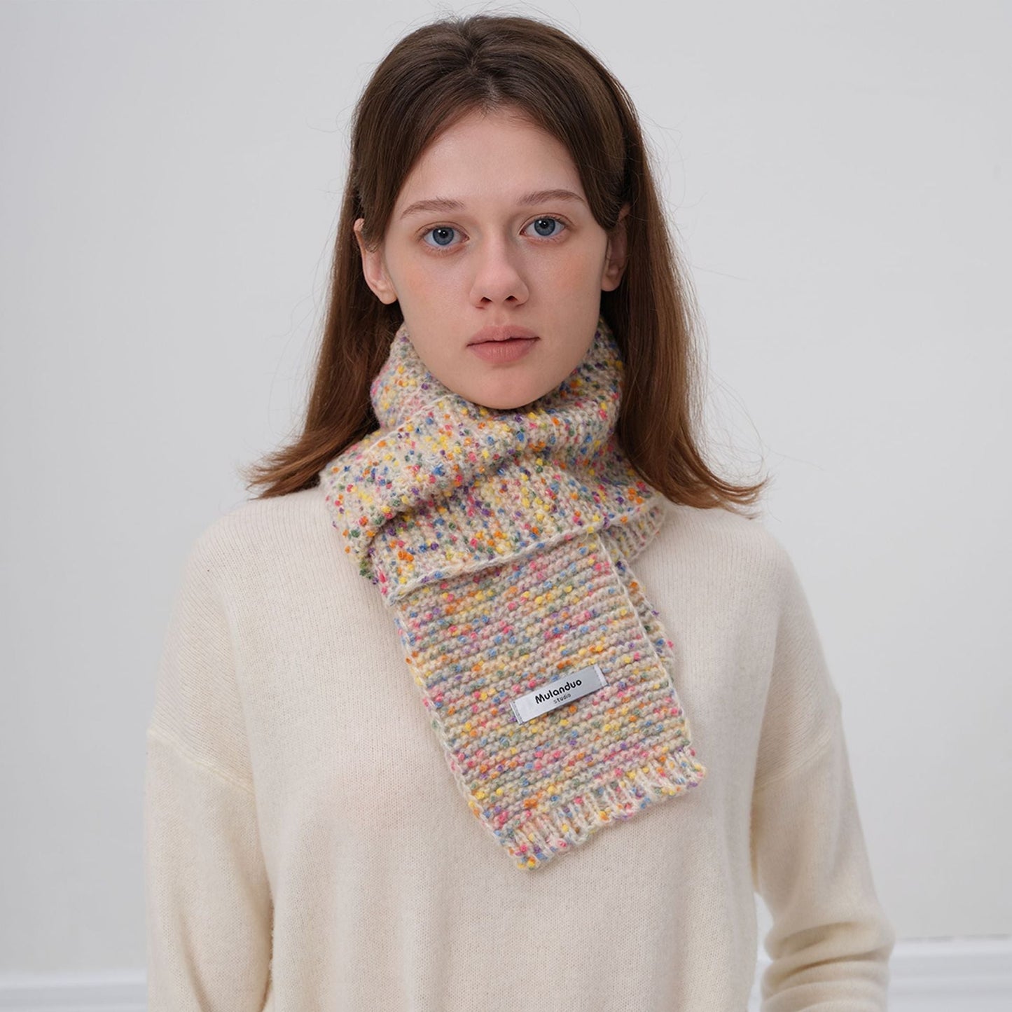 Multicolor Spot Short Knit Warm Scarve