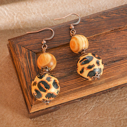 Bohemian Tassel Earrings Geometric Wood Beads Handmade Jewelry