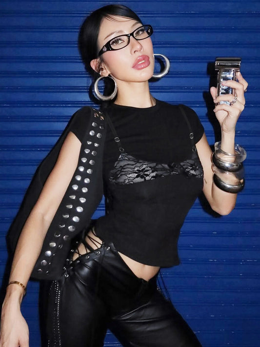 Slim Fit Color Block Short Sleeve Tee for Casual Street Style