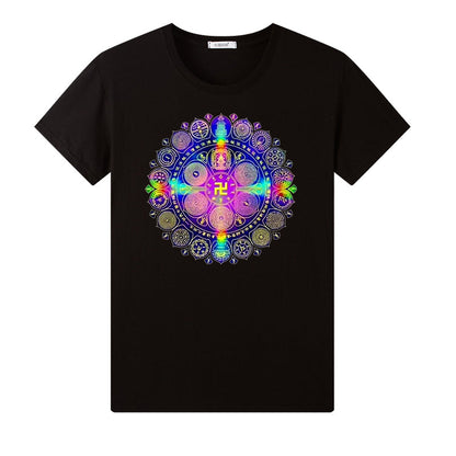 Grand Perfection Victory Mantra Wheel Print Summer Bottom Male And Female Couple Short-Sleeved T-Shirt