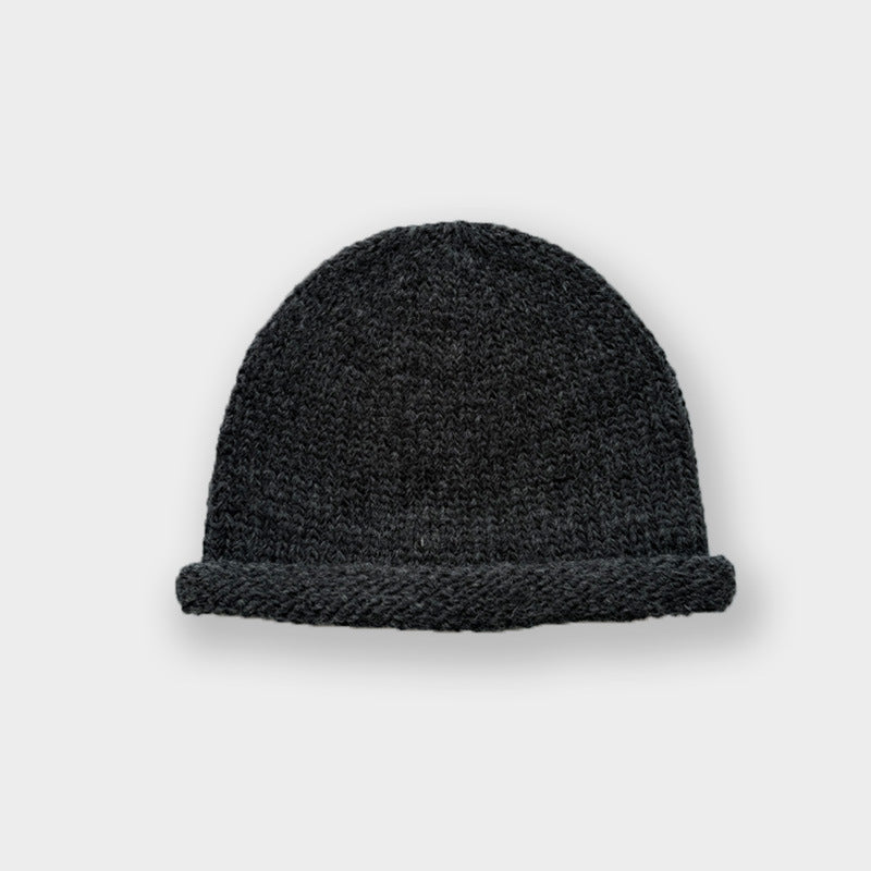 Solid Color Knitted Wool Beanie Hat for Men and Women