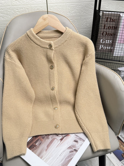 Elegant Knit Solid Color Button Down Cardigan