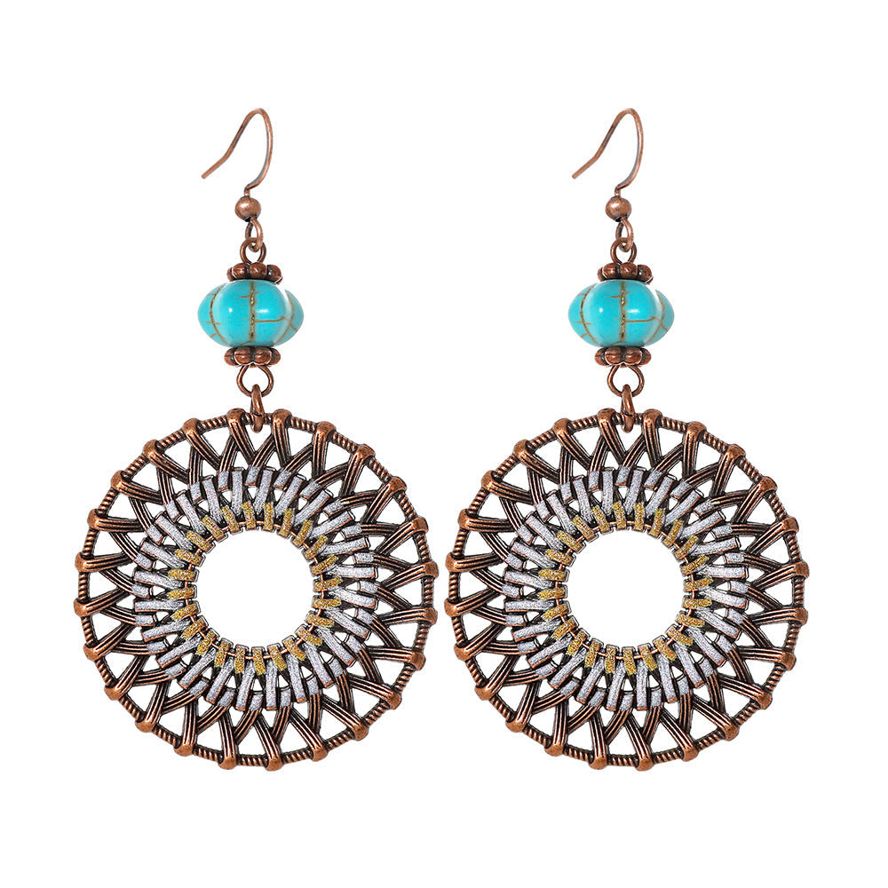 Vintage Ethnic Tassel Earrings Set - 12 Pairs Fashionable Boho Accessories