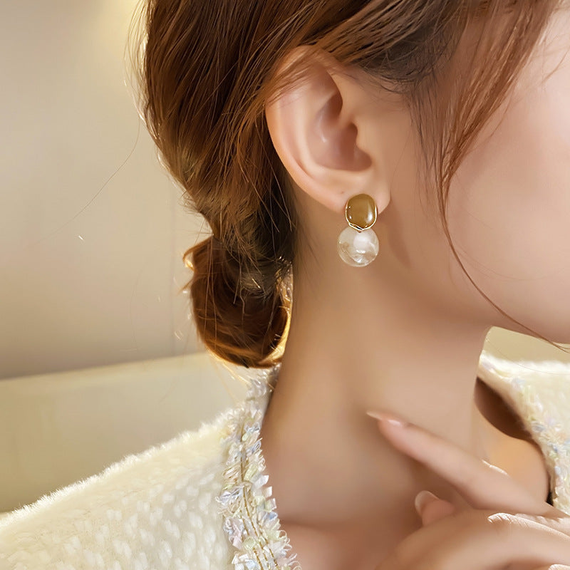 Elegant Khaki Simple Acrylic Earrings