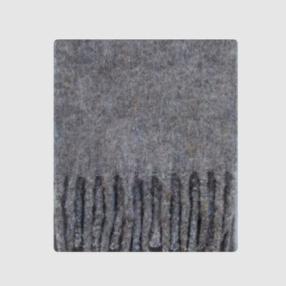 Chunky Knit Wool Blend Scarf with Fringe - Soft Casual Style