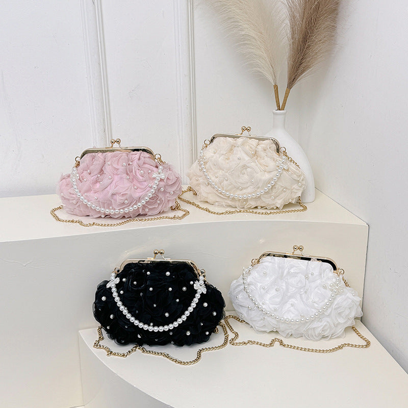 Floral Pearl Shoulder Bag Chic Crossbody Bag