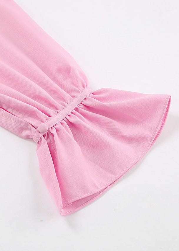 Ruffled Halter Blouse In Soft Pink Fabric
