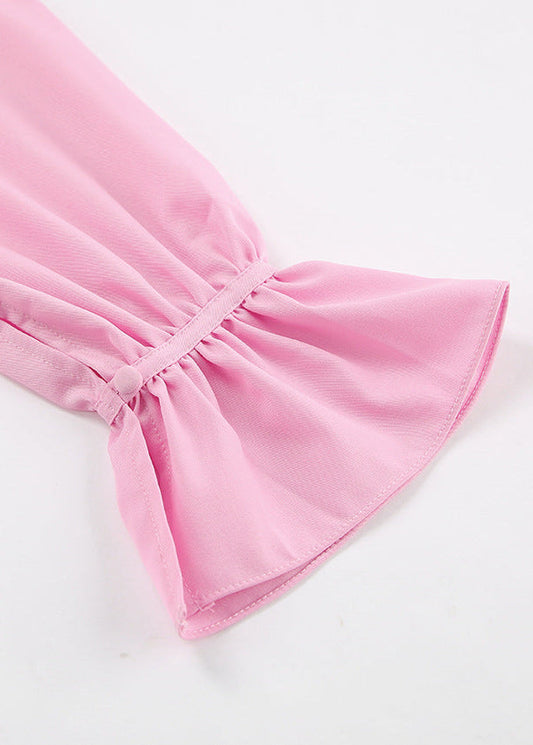 Ruffled Halter Blouse In Soft Pink Fabric