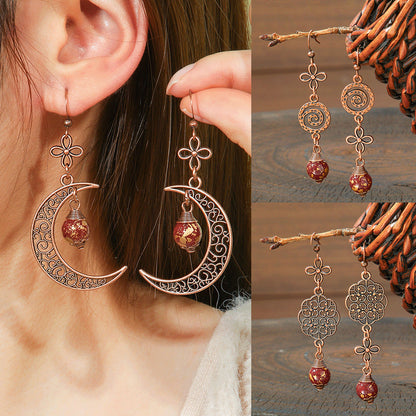 Elegant Vintage Leaf Dangle Earrings Zinc Alloy Art Design