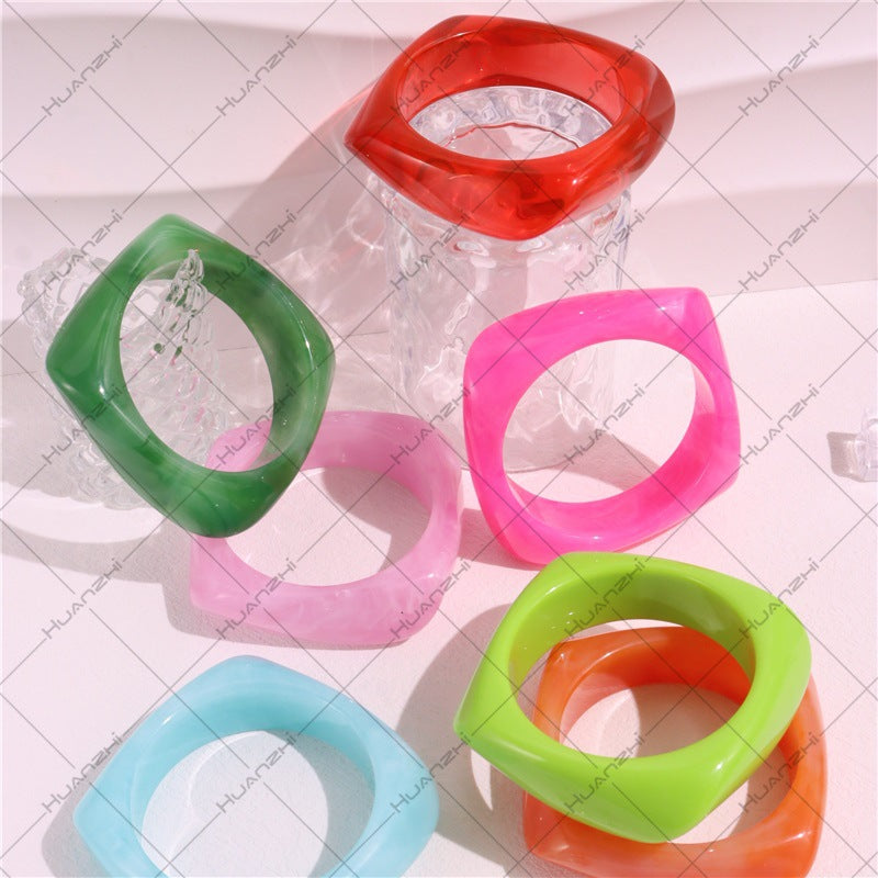 Multicolor Irregular Square Acrylic Bracelets