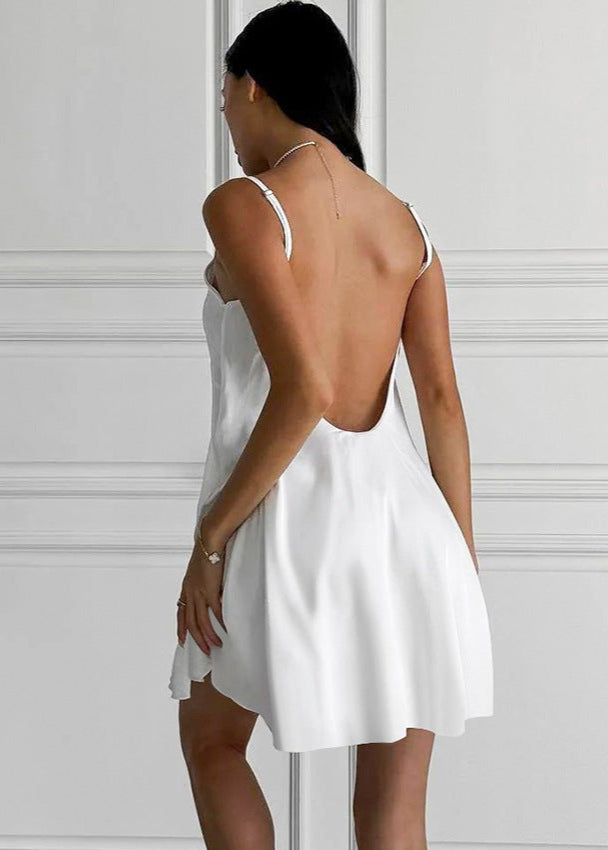Lace Trim Slip Dress Lightweight Silky Fabric