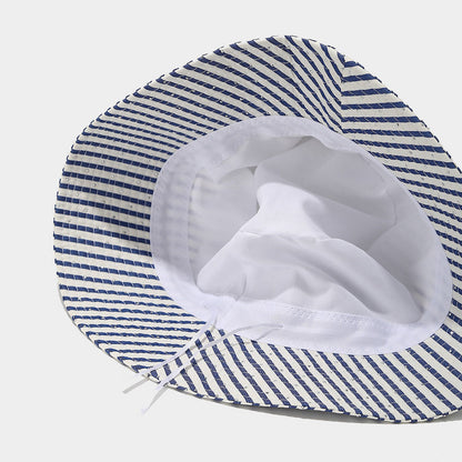 Trendy Striped Rhinestone Bucket Hat