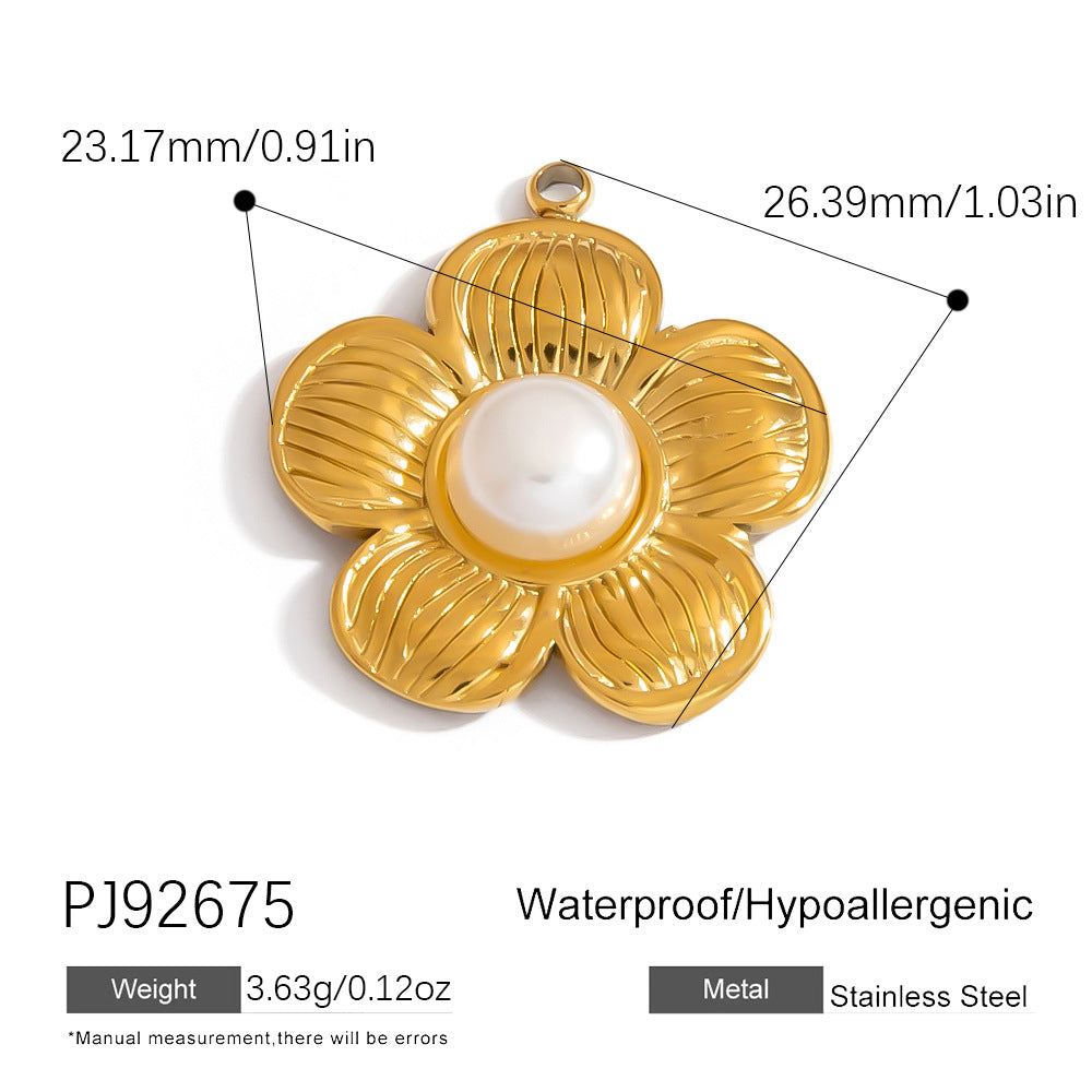 Heart Flower Pendant Accessories 18K Gold Plated Stainless Steel Jewelry