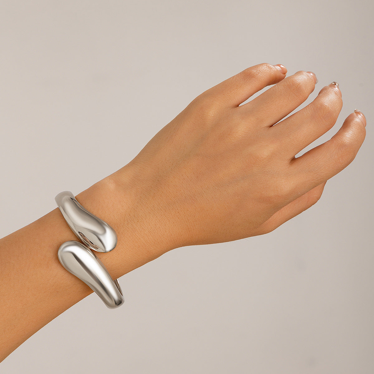 Baroque Style Large Pearl Stacking Bracelet Non-Regular Cuff Bangle For Women