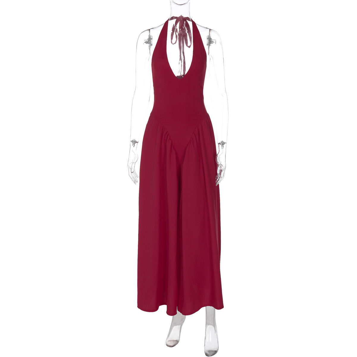 Deep V Lace Hollow-Out Maxi Dress Elegant Casual Dress