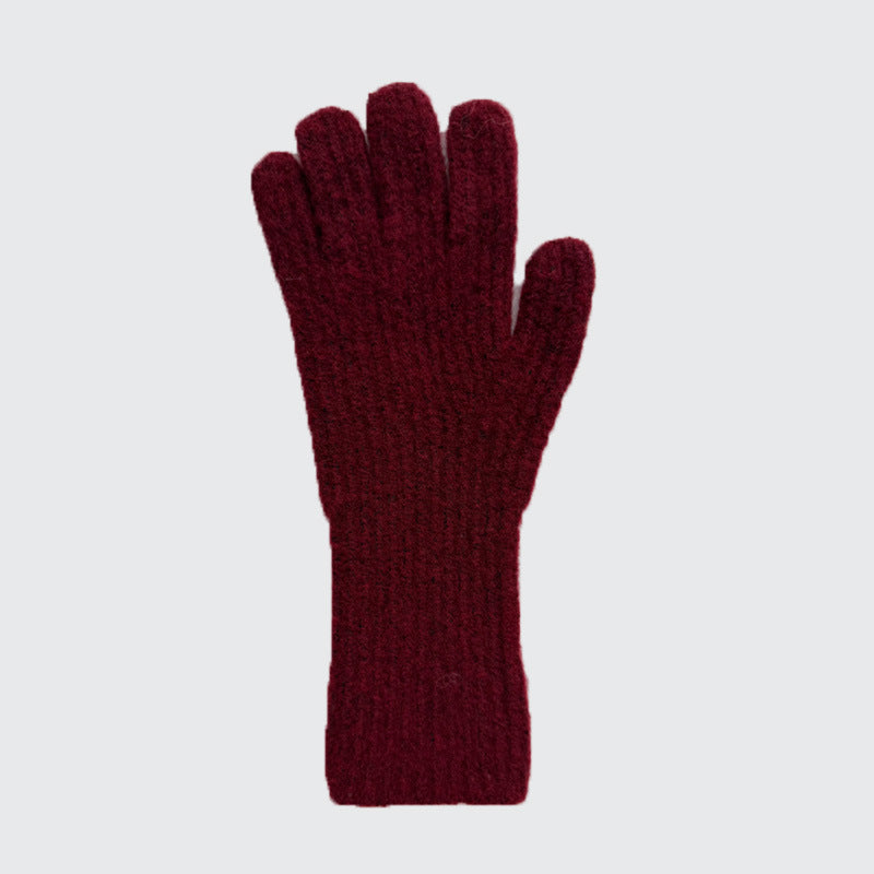 Solid Color Wool Blended Touchscreen Gloves for Women