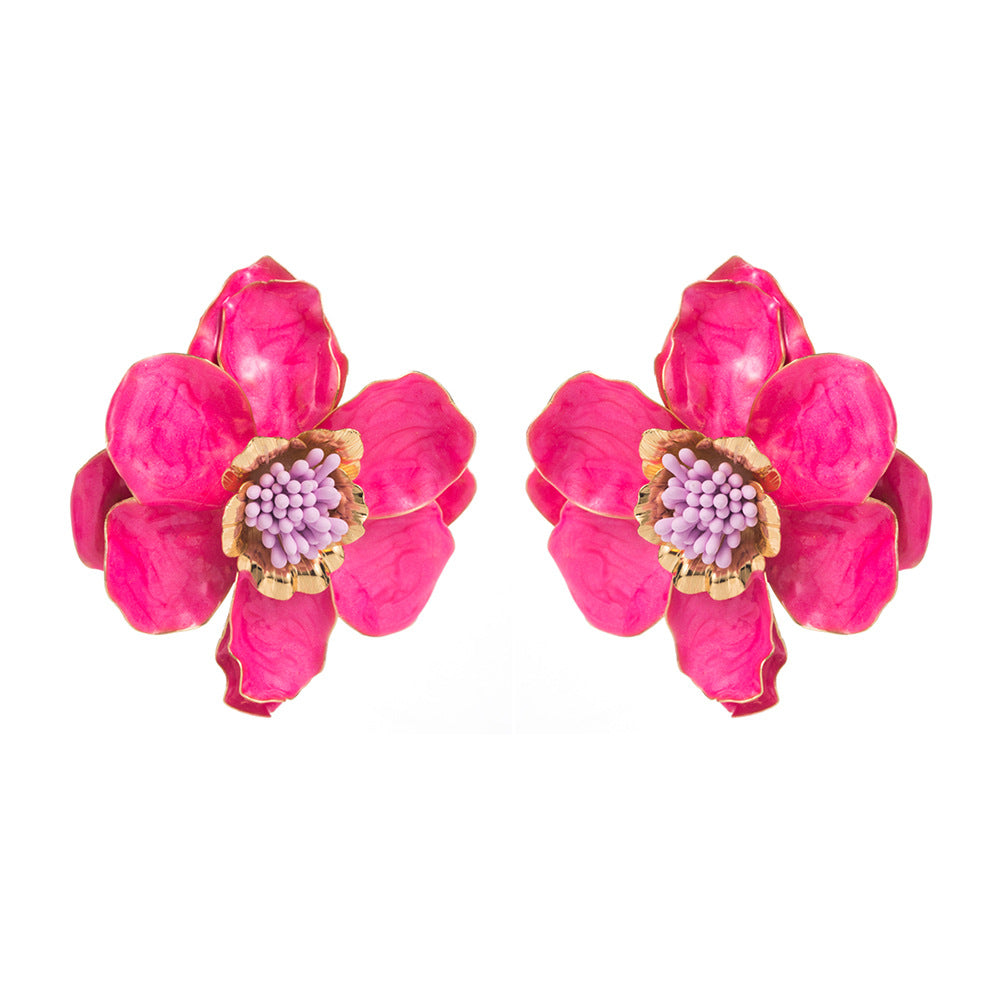 Elegant Vintage Camellia Flower Earrings Luxury Style