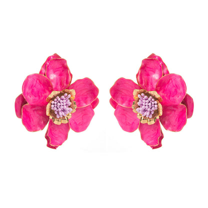 Elegant Vintage Camellia Flower Earrings Luxury Style