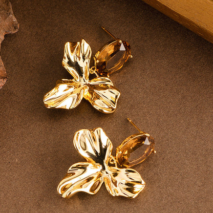 Stylish Irregular Floral Stud Earrings With S925 Silver