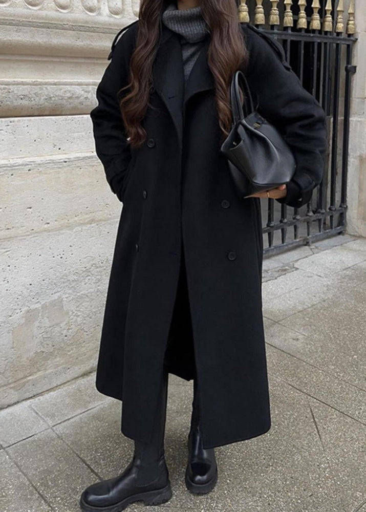 Classic Double Breasted Wool Overcoat With Tailored Fit