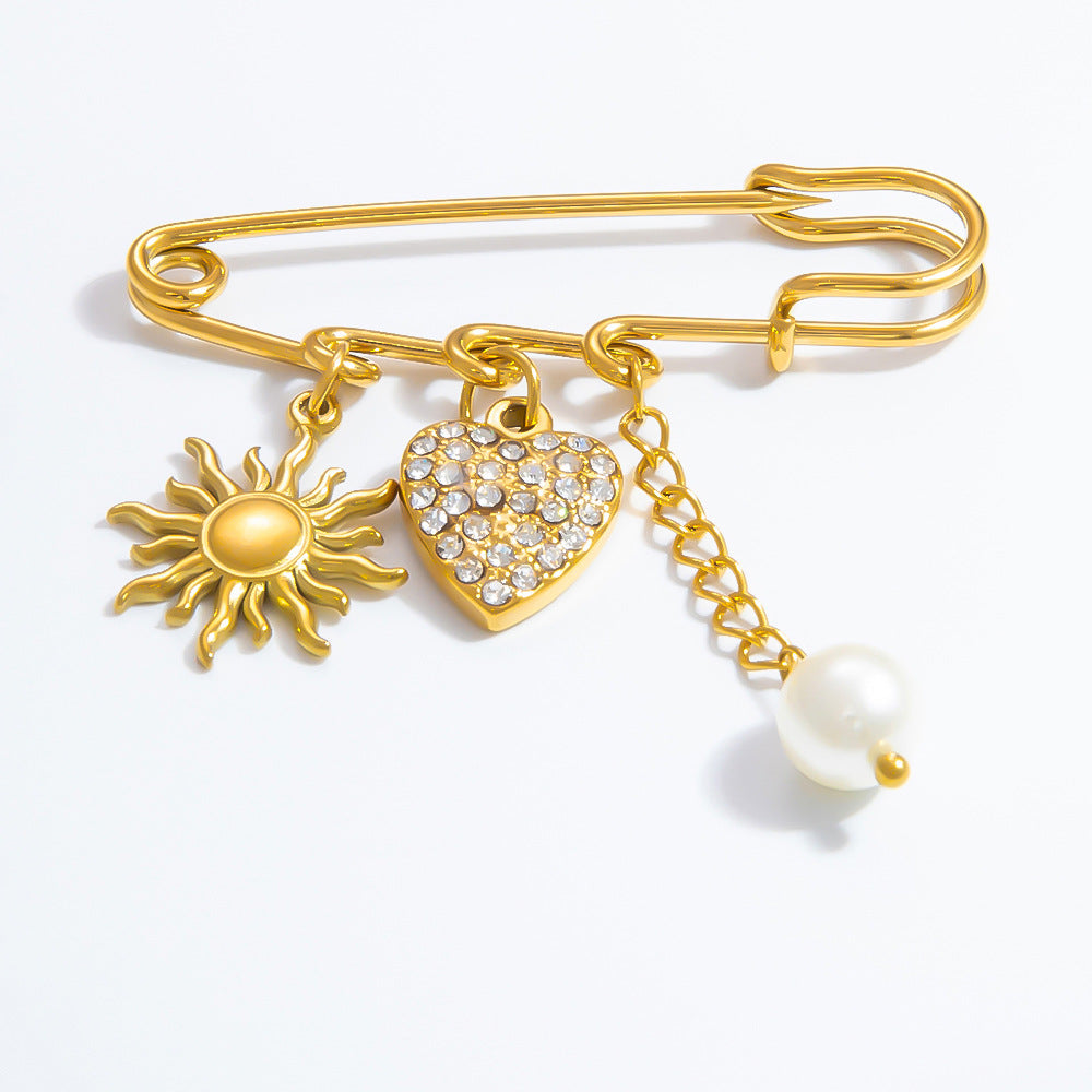 Floral Stainless Steel Brooch Elegant Fashion Accessory