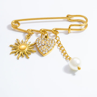Floral Stainless Steel Brooch Elegant Fashion Accessory