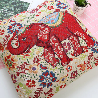 Elephant Double-Sided Cushion Cover Ethnic Style Embroidered Backrest Sofa Cushion Pillowcase