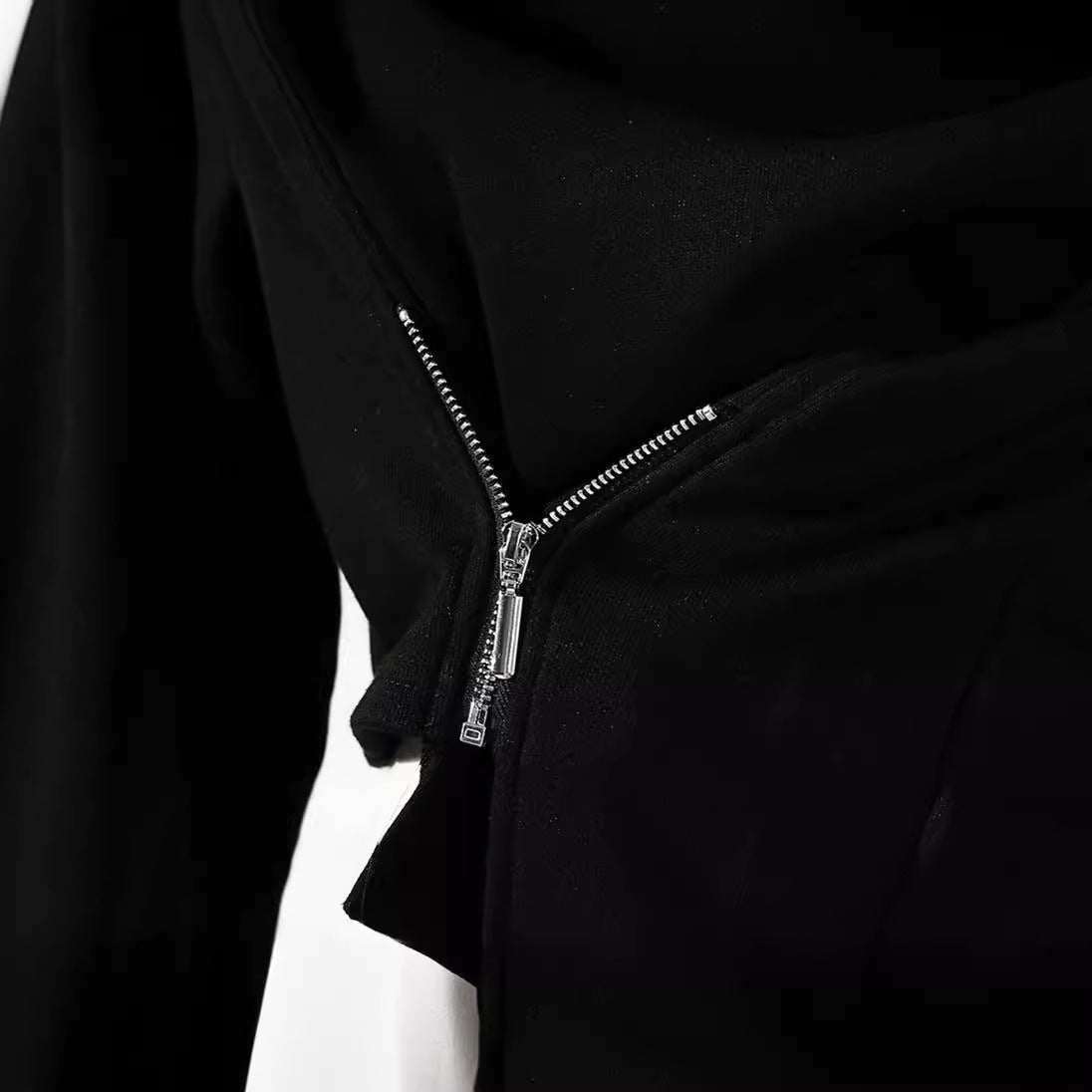 High Neck Cropped Sweatshirt With Asymmetric Hem